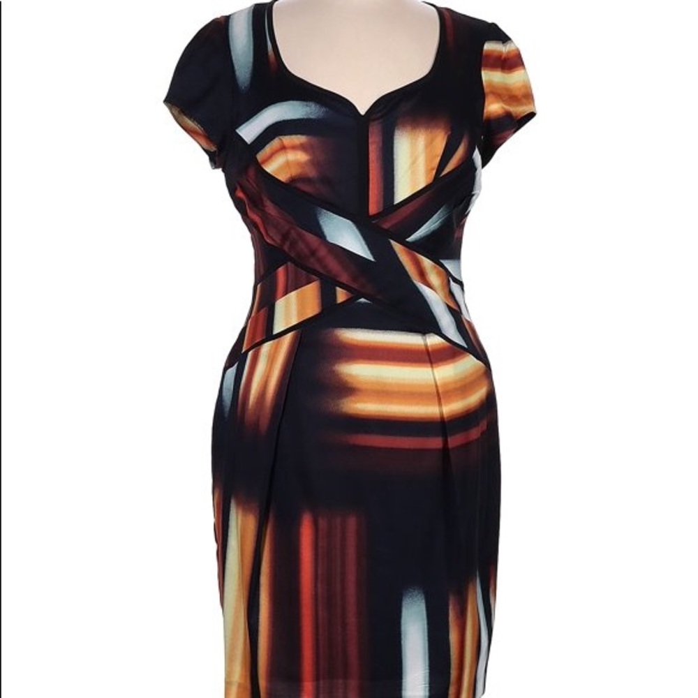 Jessica Simpson Art to Wear Sweetheart Neckline Cap Sleeve Mini Dress Sz 6